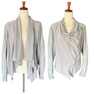 BlankNYC Jacket Women's Gray Vegan Leather Drape Front Knit Asymmetrical
